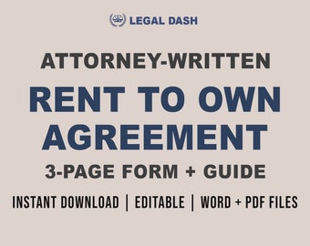Rent to Own Agreement, Lease to Own Option Agreement, Lease to Purchase