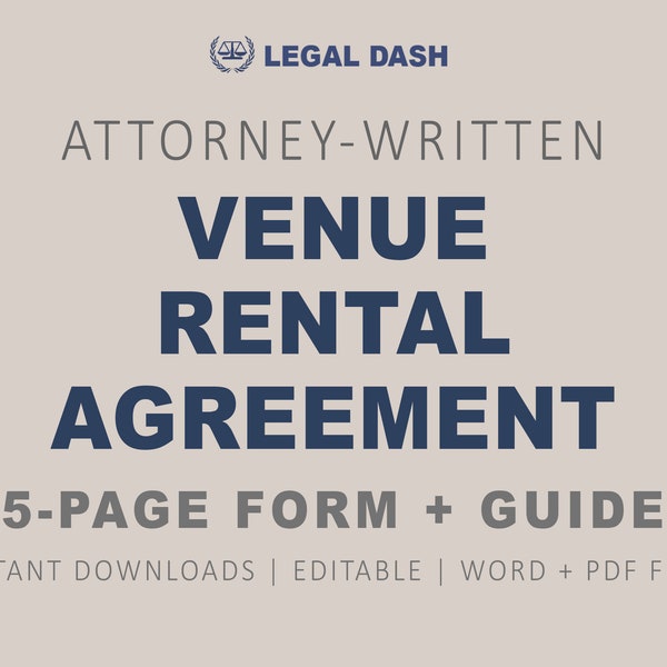 Venue Rental Contract Form | Attorney-Written Editable Instant Download | Venue Rental Agreement Template | Venue Contract