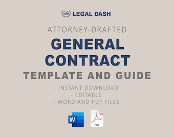 General Contract Form | Editable Instant Downloads | PDF and Microsoft Word | Legal Contract Template | Service Contract