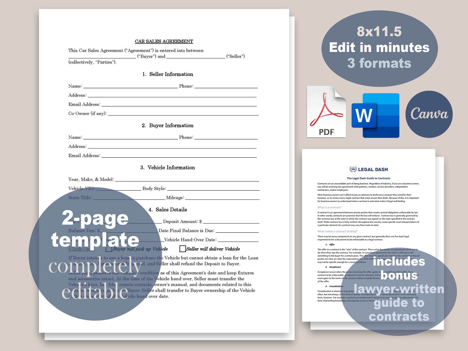 Private Car Sales Contract Template Attorneywritten Editable Download
