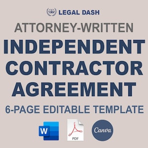 Independent Contractor Agreement Template | Attorney-Written Editable Instant Download | Independent Contractor Contract Template