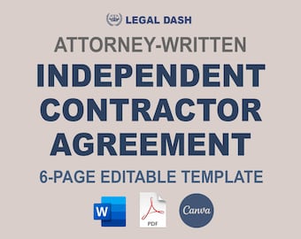 Modèle de contrat d'entrepreneur indépendant rédigé par un avocat (téléchargement numérique modifiable)