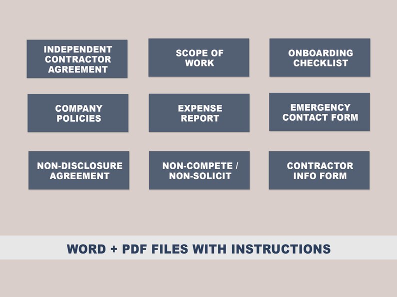 Intext Contractor Attorney-written Independent Contractor Forms Bundle (digital Download ...