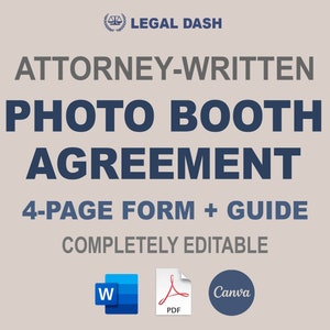 Photo Booth Contract Template | Attorney-Written Editable Instant Download | Photo Booth Agreement Form | Photo Booth Rental