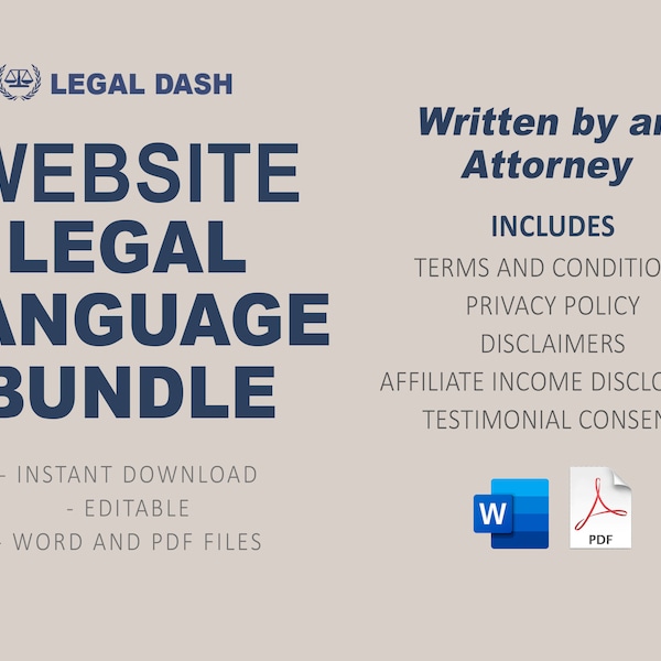 Website Legal Language Bundle | Attorney-Written | Website Disclaimers | Terms and Conditions | Website Legal Templates | Privacy Policy