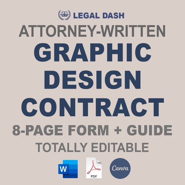 Graphic Design Contract Template | Attorney-Written Editable Instant Download | Freelance Graphic Designer Agreement Form | Design Service