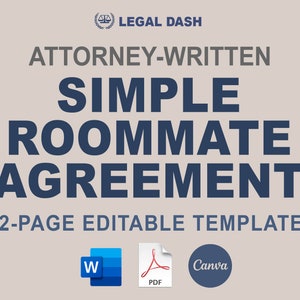 Roommate Agreement Template | Attorney-Written Editable Instant Download | Roommate Release Form | Roommate Agreement Form