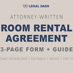 Contrato de aluguel de quarto | Download instantâneo editável escrito por advogado | Formulário de Contrato de Locação de Sala | Contrato de arrendamento | Formulário de Locação