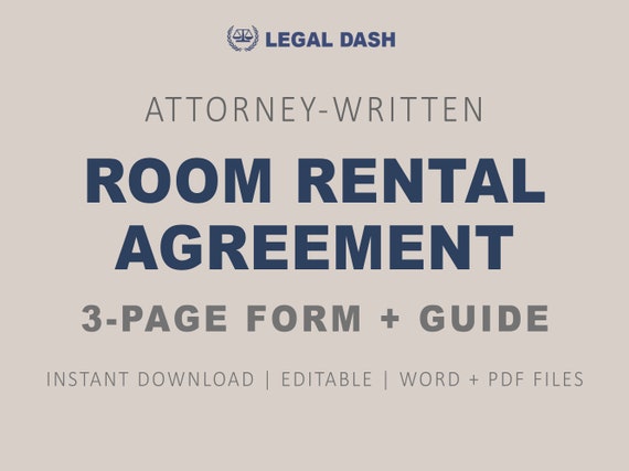 Attorney-Written Room Rental Agreement: Editable Lease Contract (Digital Download)