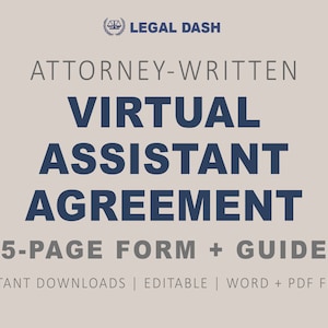 Virtual Assistant Contract Form | Editable Attorney-Written Instant Download | Virtual Assistant Agreement | VA Contract Template