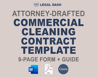 Commercial Cleaning Services Contract Template | Editable Attorney-Written Download | Commercial Cleaning Contract | Commercial Cleaning