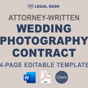 Wedding Photography Contract Template | Attorney-Written | Editable Download | Wedding Photography Agreement