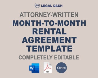 Month-to-Month Rental Agreement Template | Attorney-Written Editable Instant Download | Month-to-Month Lease