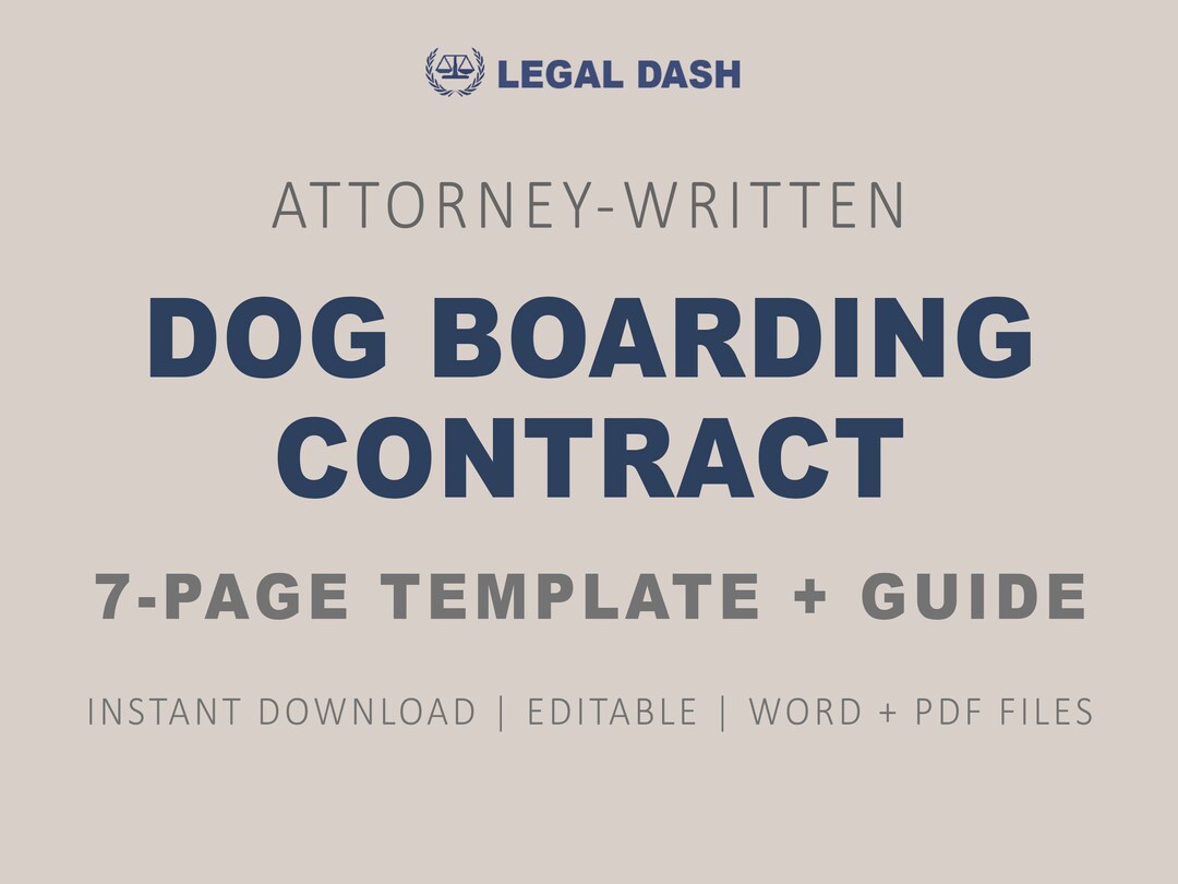 Dog Boarding Contract Template Attorneywritten Instant Download