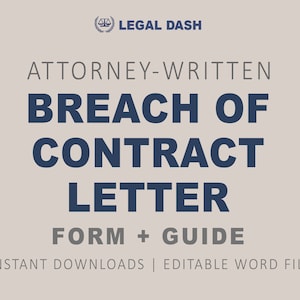 Plantilla de carta de incumplimiento de contrato / Descarga instantánea editable escrita por un abogado / Carta de incumplimiento de contrato / Aviso de incumplimiento de contrato