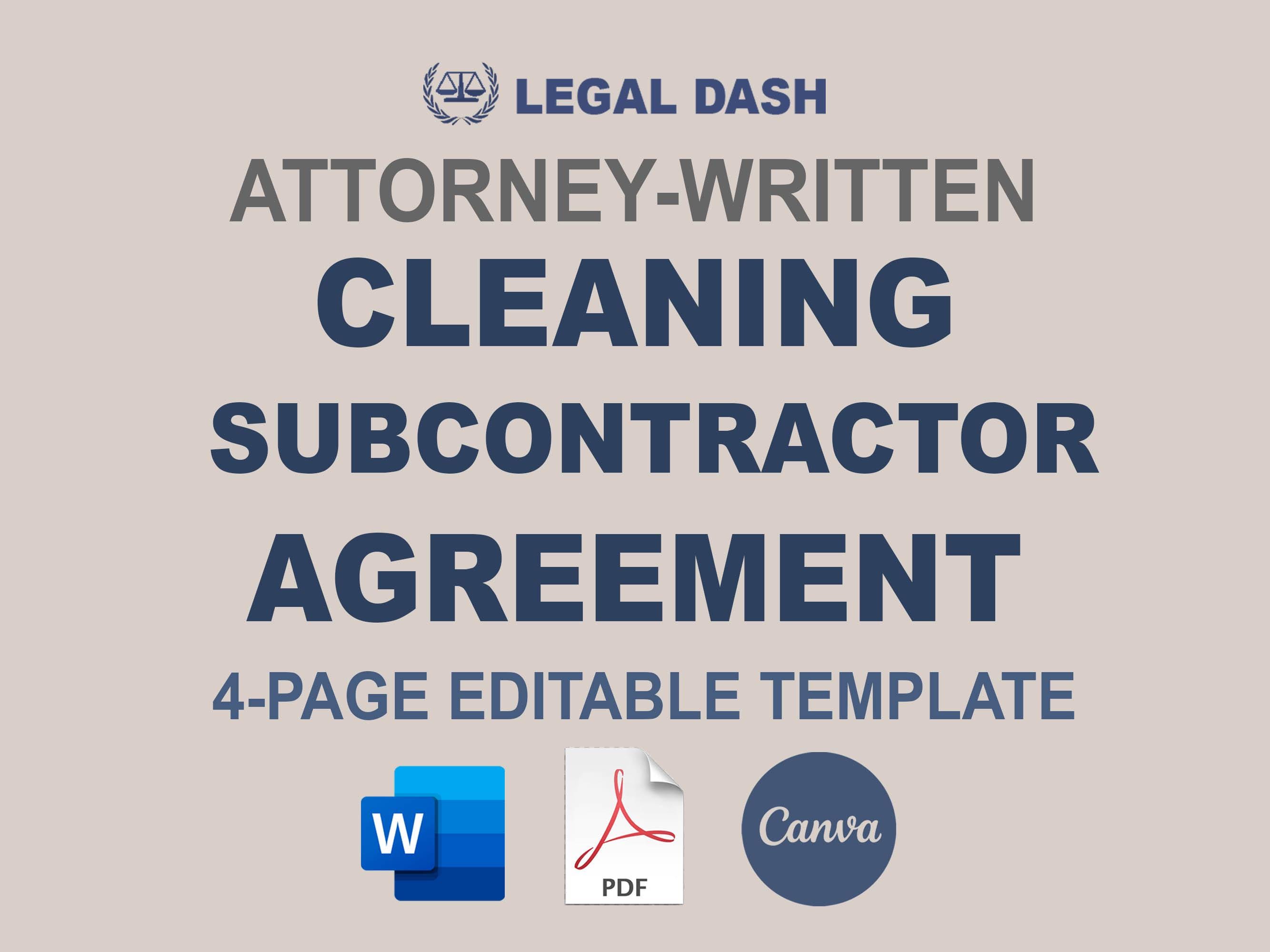 Cleaning Subcontractor Agreement Template | Attorney-Written Editable Contract | Cleaning Services Subcontract