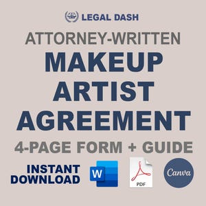 Makeup Artist Contract Template | Attorney-Written Editable Instant Download | Wedding Makeup Agreement Form | Event Makeup Contract