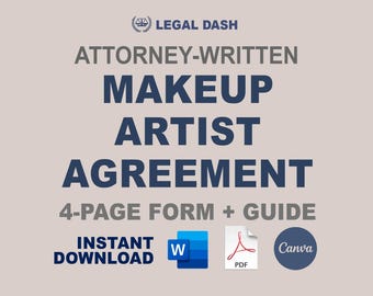 Make Up Artist Vertragsvorlage | Attorney-Written bearbeitbare Sofort-Download | Hochzeits-Make-up-Vereinbarungsformular | Event Make-up-Auftrag
