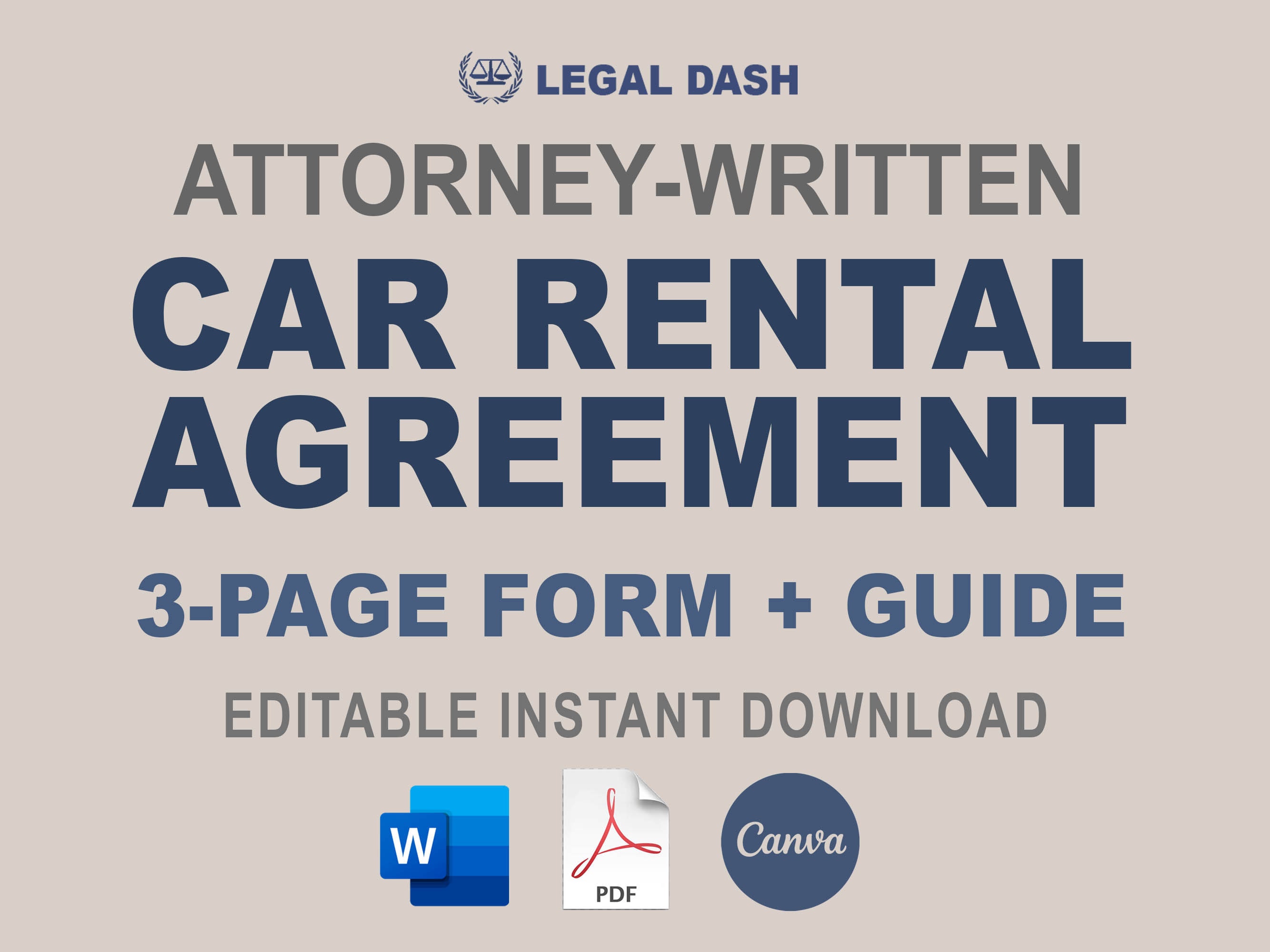 Car Rental Contract Template Attorney-written Editable Instant Download ...