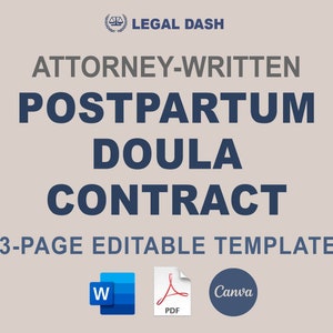 Postpartum Doula Contract Template | Attorney-Written Editable Instant Download | Postpartum Doula Agreement Form | DIY Doula Contract
