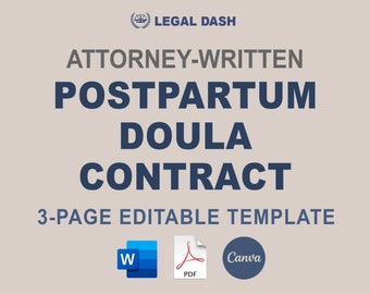 Attorney-Written Postpartum Doula Vertragsvorlage (bearbeitbarer digitaler Download)