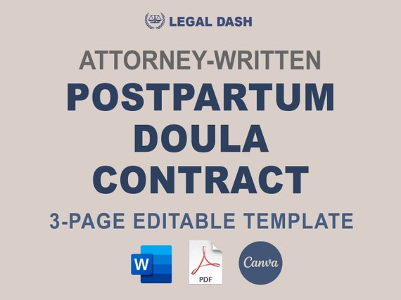 Attorney-Written Postpartum Doula Contract Template (Editable Digital Download)