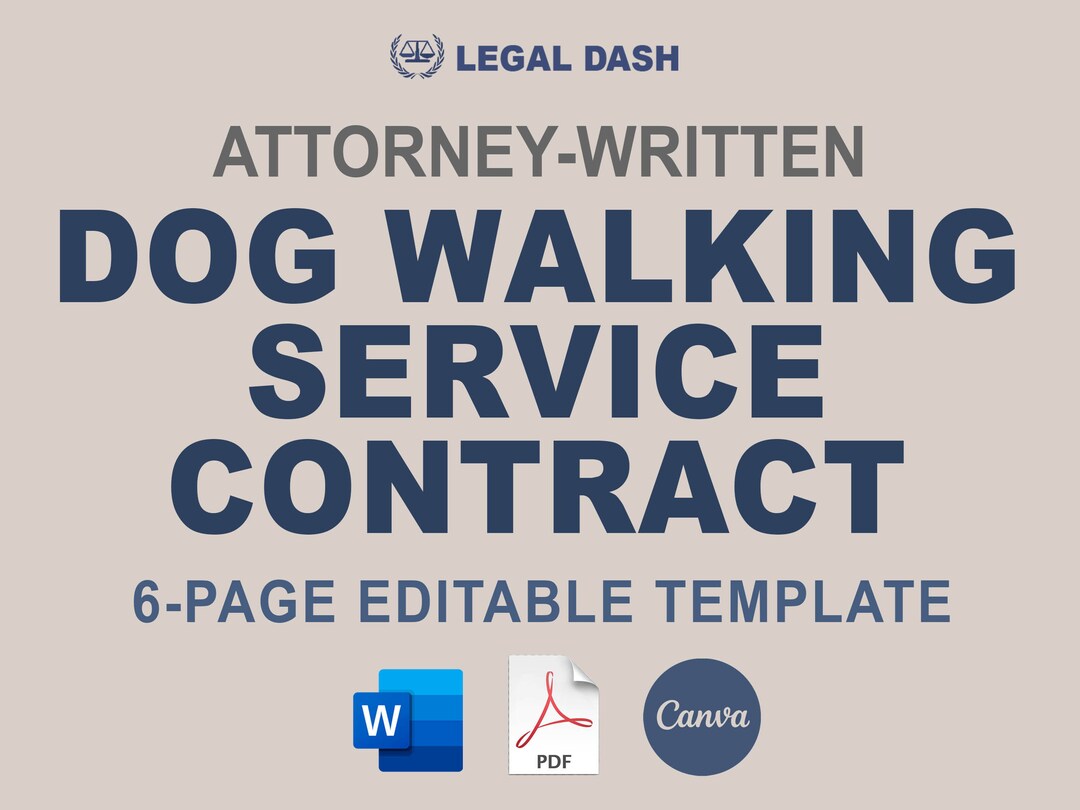 Dog Walking Contract Template Attorneywritten Editable Instant