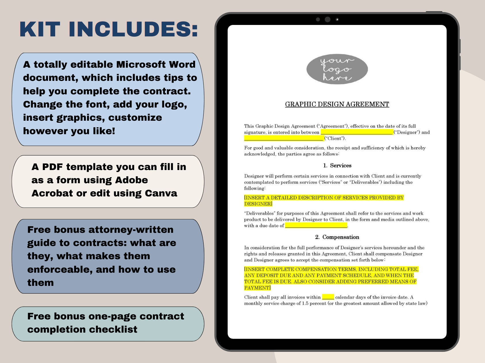 Graphic Design Contract Template: Attorney-written Agreement (PDF ...