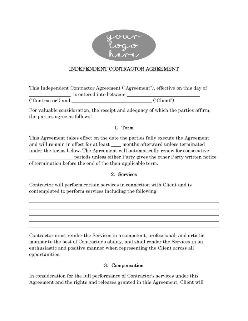 Attorney-written Independent Contractor Agreement Template (editable ...