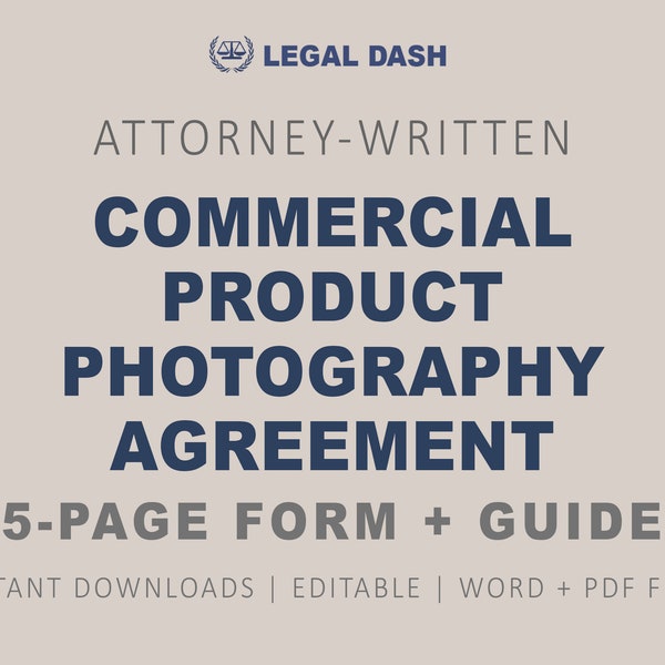 Product Photography Contract | Attorney-Written Instant Download | Commercial Product Photography Contract | Product Photography Agreement