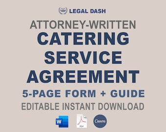 Catering Contract Template | Attorney-Written Editable Instant Download | Catering Services Contract Agreement | Food Service Agreement