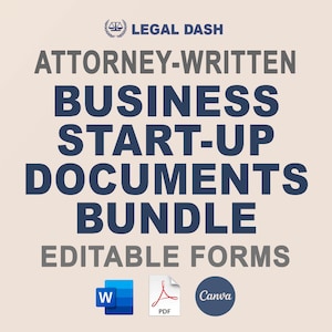 Business Startup Legal Bundle | Attorney-Written Editable Instant Download | Business Legal Forms |  Business Starter Kit | Business Forms