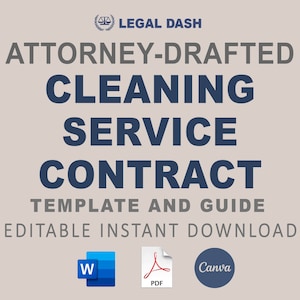 Attorney-Written Cleaning Services Contract Template (Editable Digital Download, MS Word + PDF)
