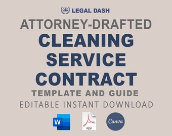 Cleaning Services Contract Template | Attorney-Written Editable Download | Cleaning Contract | Cleaning Agreement | Residential Cleaning