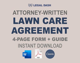 Attorney-Written Lawn Care Contract Template: Editable Service Agreement (Digital Download)