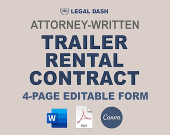 Trailer Rental Contract Template: Attorney-Written Editable Form (Digital Download)
