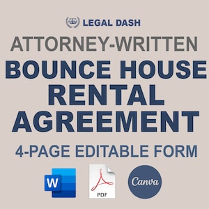 Bounce House Rental Contract Template | Attorney-Written Editable Download | Bounce House Lease Agreement Form | Bounce House Agreement