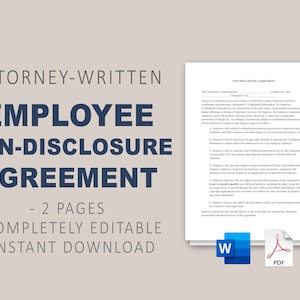 Attorney-Written Employee NDA Template (Editable Digital Download, MS Word + PDF)