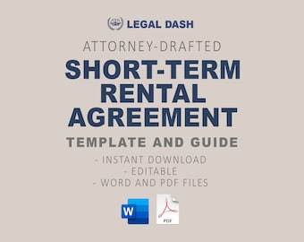 Short Term Rental Agreement Template | Attorney-Written Instant Download | Short Term Lease Agreement | Short-Term Vacation Rental