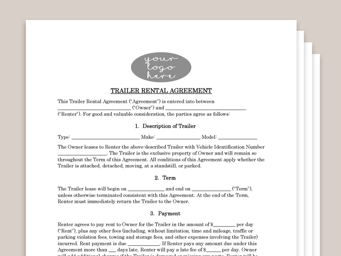 Trailer Rental Contract Template Attorney written Editable Etsy Trailer Rental Contract Template Attorney written Editable Etsy