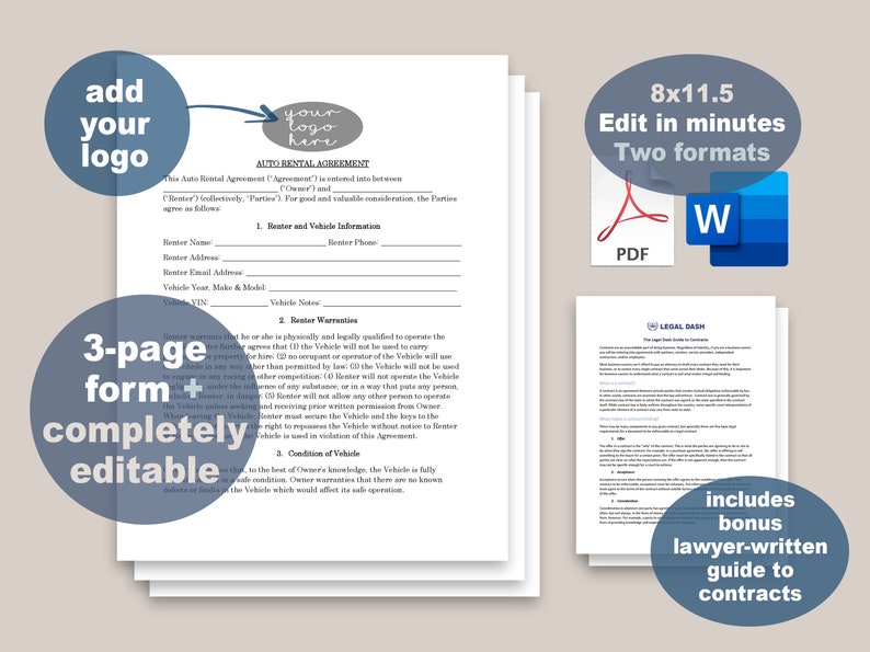 Car Rental Contract Template: Attorney-Written, Editable (Instant Download) image 2
