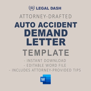 Plantilla de carta de demanda de accidentes automovilísticos / Descarga instantánea editable escrita por un abogado / Carta de demanda de lesiones / Carta de liquidación de lesiones personales