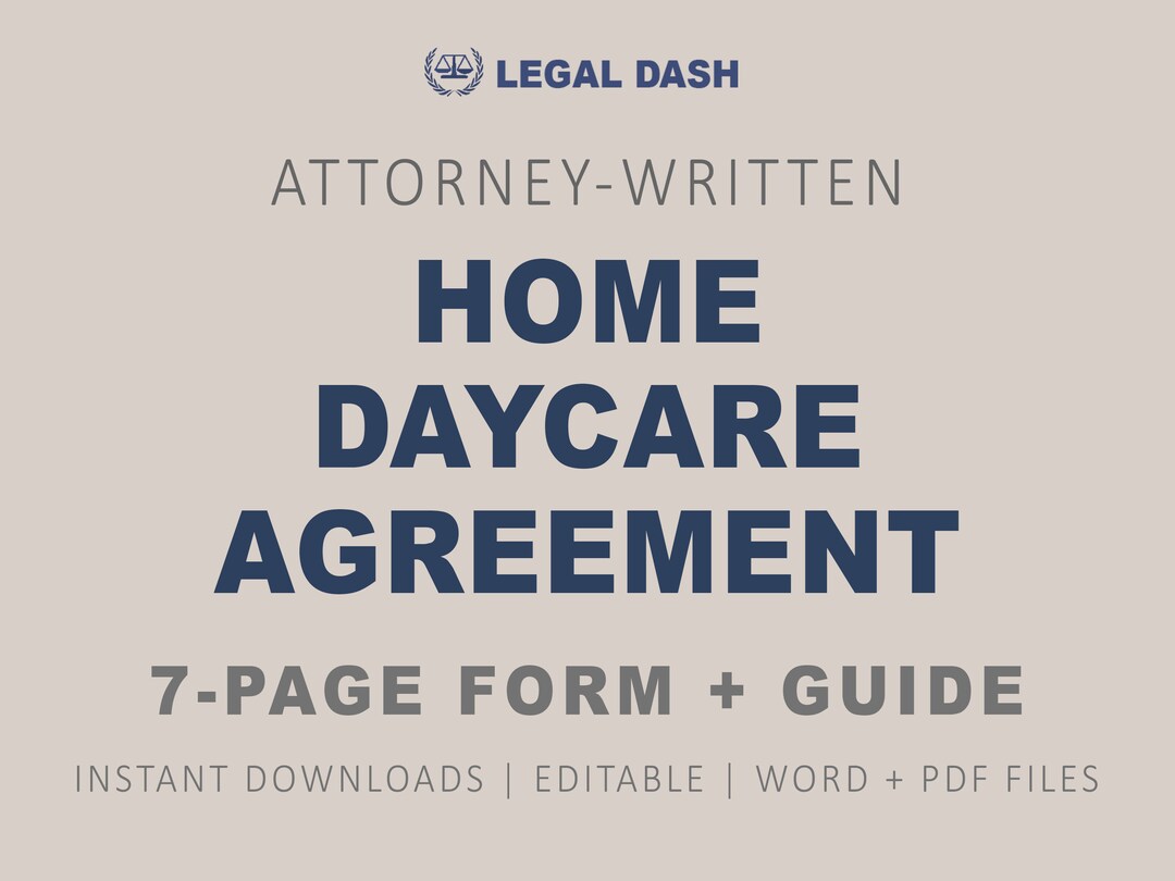 Home Daycare Contract Template Attorneywritten Instant Download Home Daycare Agreement Form
