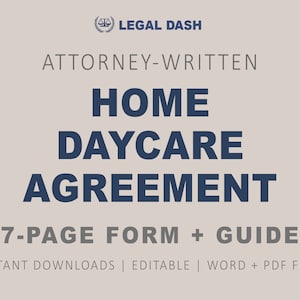 Home Daycare Contract Template | Attorney-Written Instant Download | Home Daycare Agreement Form | Child Care Contract