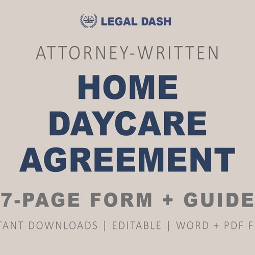 Home Daycare Contract Template Attorney-written Instant - Etsy