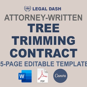 Attorney-Written Tree Trimming Contract Template: Editable Agreement (Digital Download)