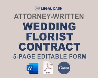Attorney-Written Wedding Florist Contract Template: Editable Form (Digital Download)