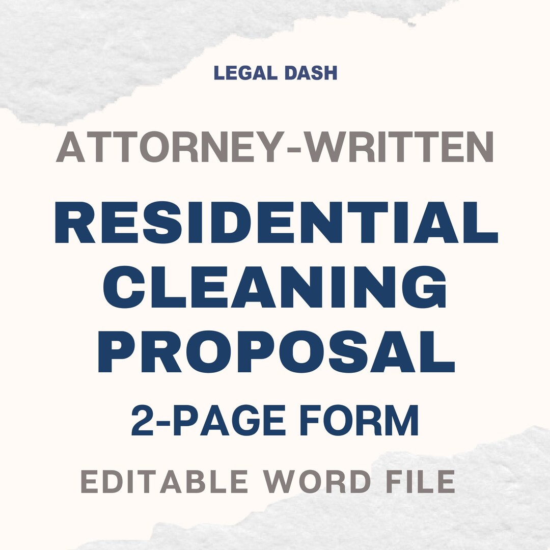 Residential Cleaning Proposal Template Attorney written Editable Residential Cleaning Proposal Template Attorney written Editable