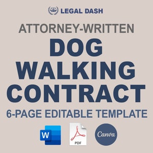 Dog Walking Contract Template | Attorney-Written Editable Instant Download | Dog Walker Agreement | Dog Walking Service Contract