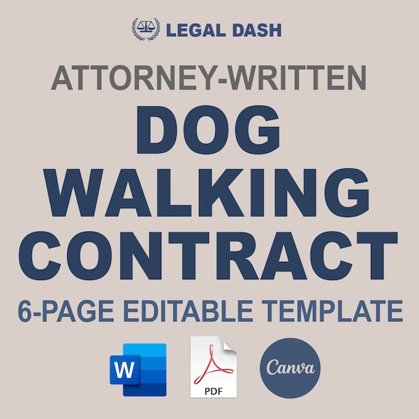 Dog Walking Contract Template | Attorney-Written Editable Instant Download | Dog Walker Agreement | Dog Walking Service Contract